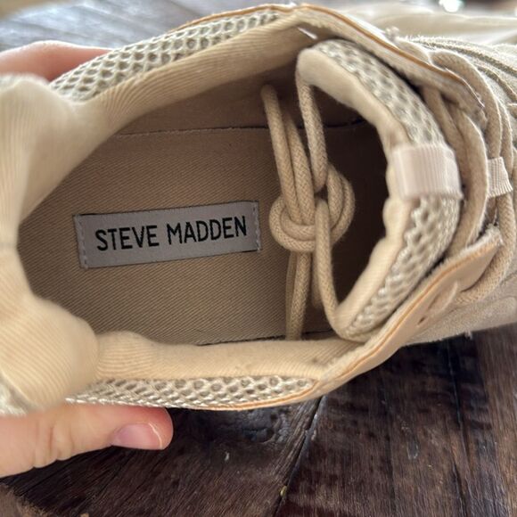 Steve Madden Movement Beige Multi Suede Leather Sneakers - Picture 9 of 10